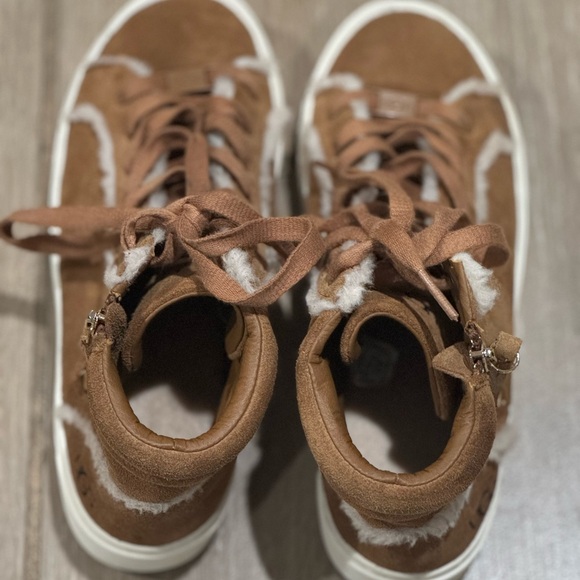 UGG Olli Hertitage Shoes Womens Size 5.5 Chestnut Suede Shearling High Top Boots - Picture 7 of 7